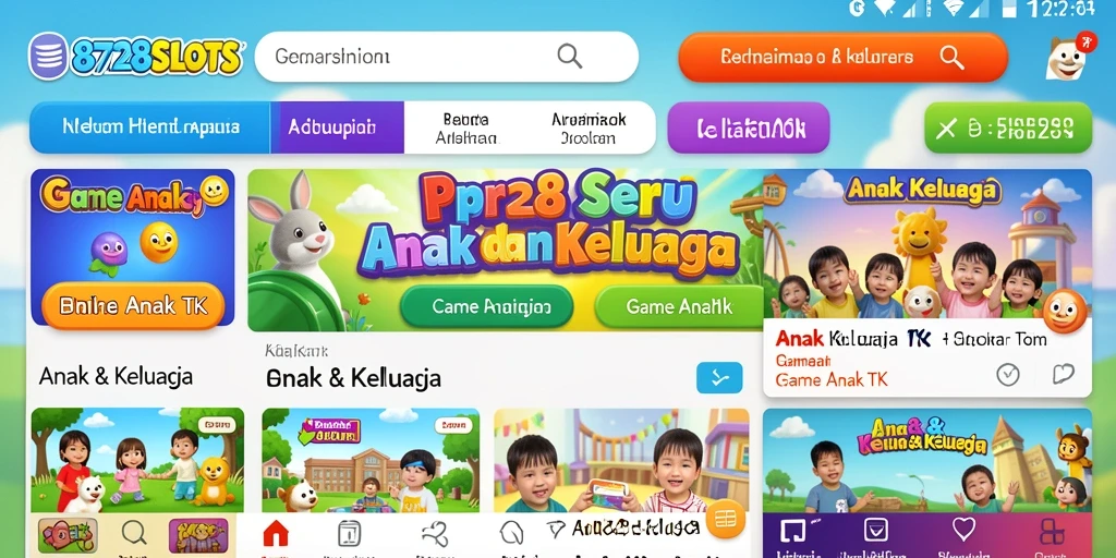 Antarmuka ceria dan interaktif dari 8728SLOTS untuk anak-anak