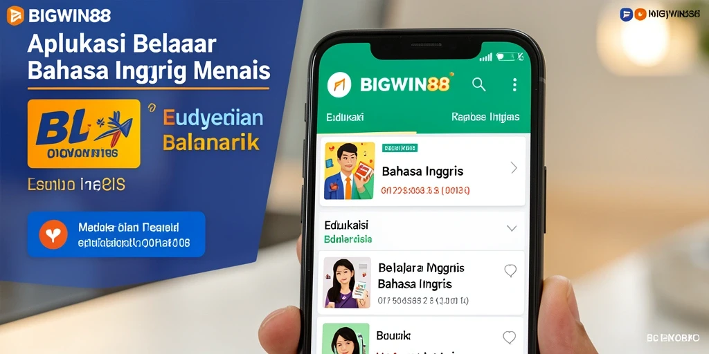 Antarmuka interaktif aplikasi BIGWIN88 untuk belajar bahasa Inggris.