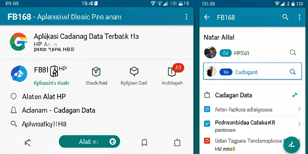 Tampilan antarmuka aplikasi FB168 saat melakukan cadangan data.