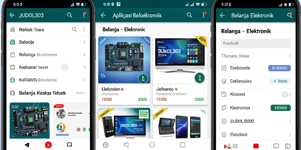 Antarmuka aplikasi JUDOL303 menampilkan pilihan produk elektronik yang beragam.