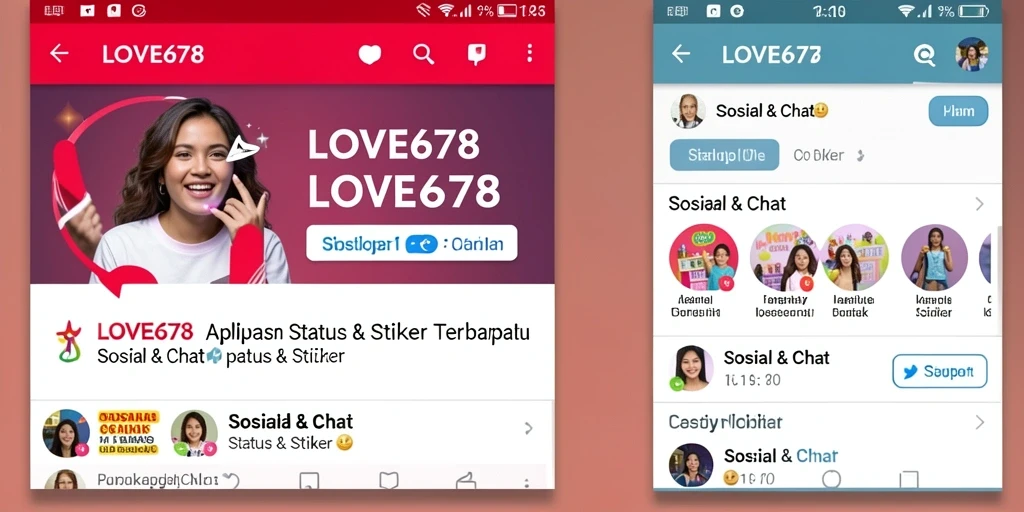 Tampilan antarmuka LOVE678 dengan stiker yang variatif dan menarik.