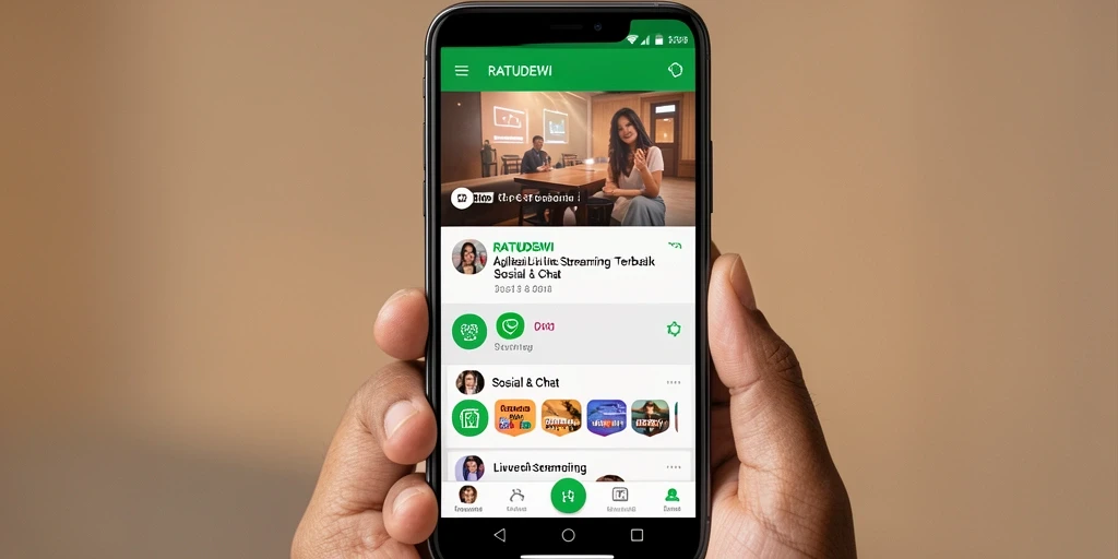 Antarmuka aplikasi RATUDEWI saat Live Streaming yang interaktif.