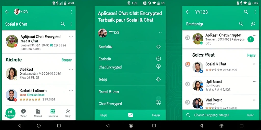 Antarmuka fungsi Chat Encrypted YY123 yang modern dan ramah pengguna.